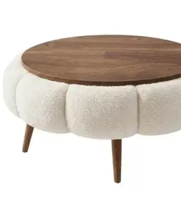Odkládací čalouněný stolek Daisy 60 White Walnut