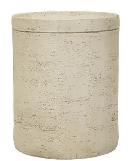 Estila Designový moderní kulatý příruční stolek Cairo v béžové barvě se vzhledem přírodního pískovce 35 cm