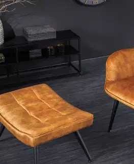Estila Designové křeslo ušák Scandinavia s hořčicovým žlutým sametovým potahem s ozdobným prošíváním 98 cm