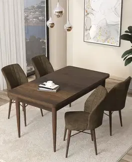 Dining Table & Chairs Set (5 Pieces) Arp - Baroque, Brown