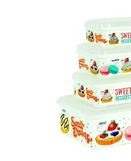 PROHOME - Dóza s víkem sada 4ks Dezert 2,5L, 0,8L, 0,7L, 0,35L