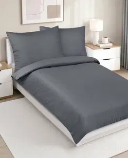 Bellatex Saténové povlečení Lux tm. šedá, 140 × 200, 70 × 90 cm