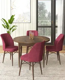 Dining Table & Chairs Set (5 Pieces) Rox - Baroque, Burgundy