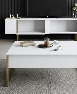 Televizní stolek Luxe White and Gold