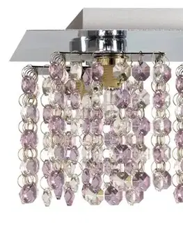 Stropní lampa chrom/fialové krystaly 4xG9 Classic