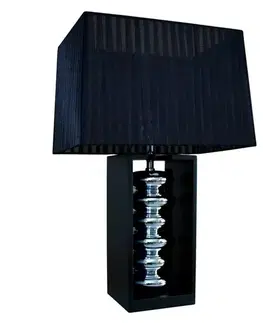 Estila Designová glamour černá stolní lampa Galla s organzovým polohovatelným stínítkem a nohou s lesklým stříbrným akcentem 55 cm