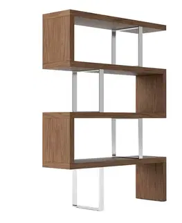 Estila Luxusní hnědý regál Vita Naturale s chrómovou konstrukcí 170cm
