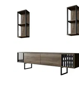 Televizní stolek s policemi Chrome Walnut and Black