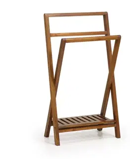 Estila Designový stylový němý sluha Star z masivu hnědé barvy 95cm