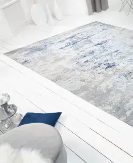 Estila Vintage orientální koberec Adassil s abstraktním vzorem v odstínech modré se žlutými detaily 350 cm