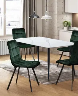 Jídelní stůl ADRIA 130x70 + 4 židle BERGEN zelený samet