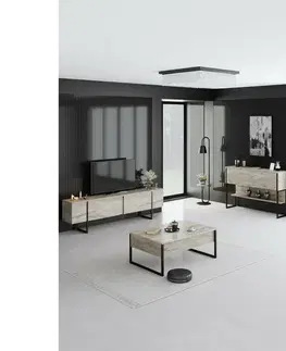 Konferenční stolek Luxe Travertine and Black