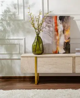 TV stolek Serenity - Travertine, Gold