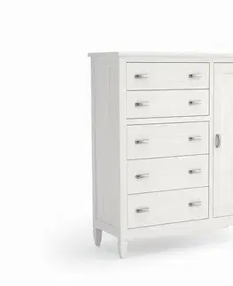 Estila Luxusní moderní masivní komoda Amberes s pěti šuplíky a jednodvéřovou skříňkou 123 cm