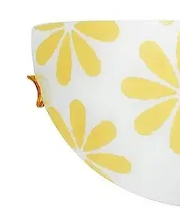 Stropní bílá žlutá s květinami nástěnná lampa Lucy