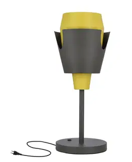 Stolní lampa šedožlutá s vypínačem Falun LEDEA