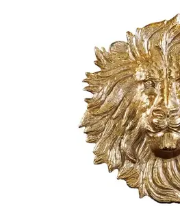 Estila Designová art deco nástěnná dekorace Lion z kovu v podobě lva ve zlaté barvě s glamour nádechem 58 cm
