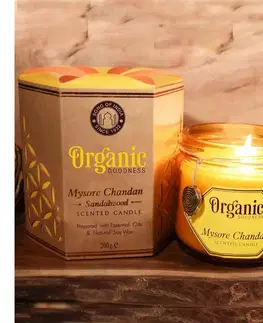 Přírodní vonná sojová svíčka 200g v jantarovém skle, Mysore Chandan - Sandalwood