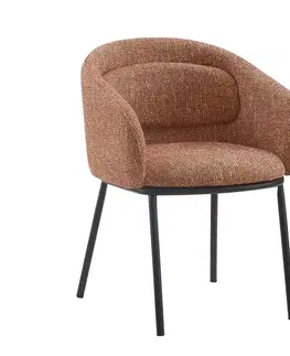 Estila Moderní jídelní židle Tromso s opěrkou s čalouněným polštářem s potahem v melírované rezavé červené barvě 56 cm