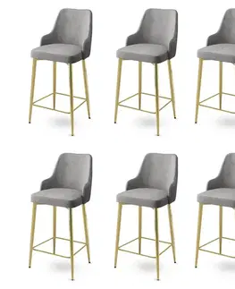 Bar Stool Set (6 Pieces) Enox - Grey, Gold