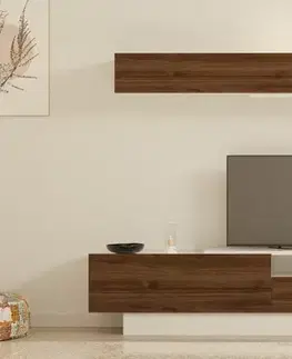 TV stěna / Sestava pod TV Elda - White, Walnut
