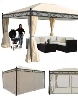Zahradní altán se závěsy 4x3 m Dekorhome