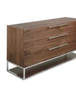 Estila Moderní komoda Vita Naturale ze dřeva s nožičkami z chromu hnědá 148cm
