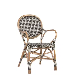 Estila Stylová ratanová jídelní židle Bistro v bíločerné barvě 92 cm