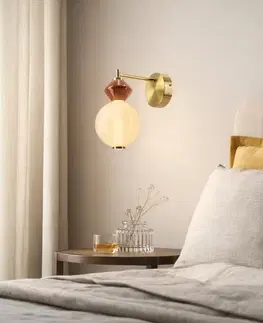 FLORES lampa kinkiet mosiężny+brązowy 7W LED 3000K klosz biały
