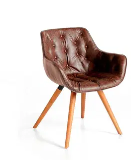 Estila Jídelní židle Vita Naturale z eko-kůže hnědá 78cm