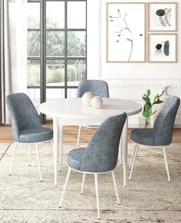 Dining Table & Chairs Set (5 Pieces) Tor - White, Grey