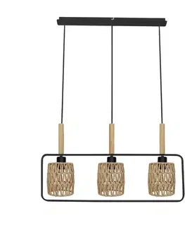 Závěsná lampa Crown, černá, 3x40W, E27, béžové stínidlo