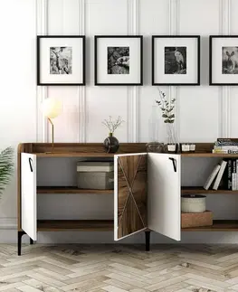 Skříňka Venedik Walnut and White