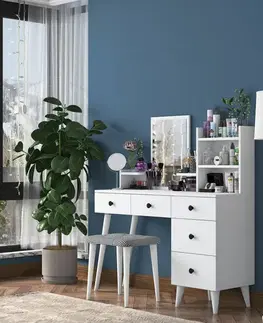 Kosmetický stůl Bela White se stoličkou