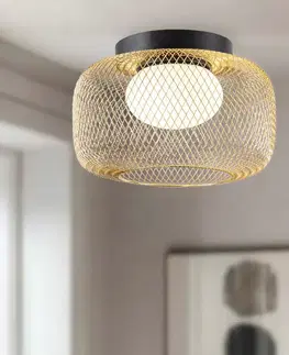 Lampa sufitowa Sopra 32 czarno złota klosz druciany do salonu GX53