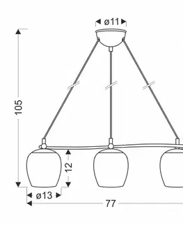 Závěsná lampa Serano patinovaná 3x60W E27 krémové stínidlo