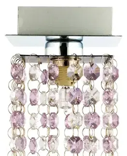 Stropní lampa G9 Classic chrom/fialové křišťálové světlo