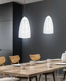 Závěsná stropní lampa 1X60W E27 prolamovaná bílá BENE
