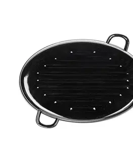 Banquet 2dílný oválný smaltovaný pekáč CULINARIA Black, 38 cm