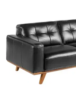 Estila Luxusní moderní dvousedačka Vita Naturale z pravé kůže černá 181cm