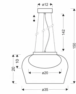 Lampa wisząca Insieme 35 szklana klosz dymiony nad stół do salonu