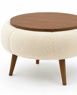 Odkládací čalouněný stolek Daisy 60 Cream Walnut