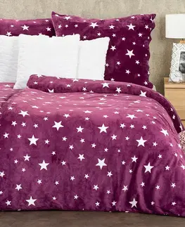 4Home Povlečení mikroflanel Stars violet , 140 x 220 cm, 70 x 90 cm