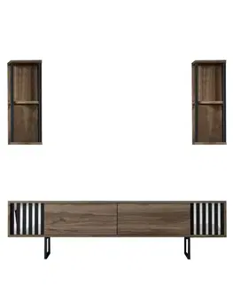 TV stěna / Sestava pod TV Chrome Line - Walnut, Black