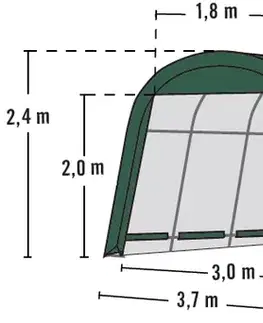 Plachtová garáž 3,7 x 6,1 m zelená Dekorhome