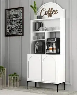 Coffee Bar Cabinet Lyon 80 - White, Black
