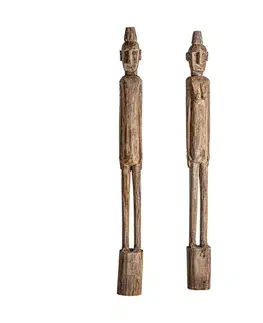 Estila Designový set vysokých figur Ipkins v etno stylu z masivního dřeva v naturálním hnědém provedení 215cm