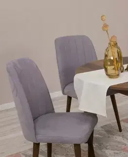 Jídelní set s rozkládacím stolem a židlemi (5 kusů) Vina 0701 - Walnut, Grey