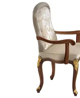 Estila Luxusní vyřezávaná jídelní židle Pasiones s opěrkami v masivním provedení s čalouněním 102cm