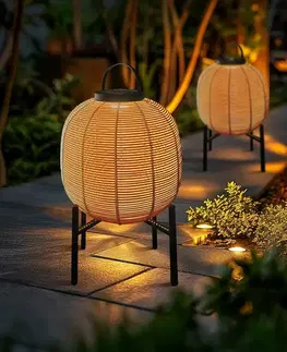 Solární ratanová lampa LF04, přírodní, L